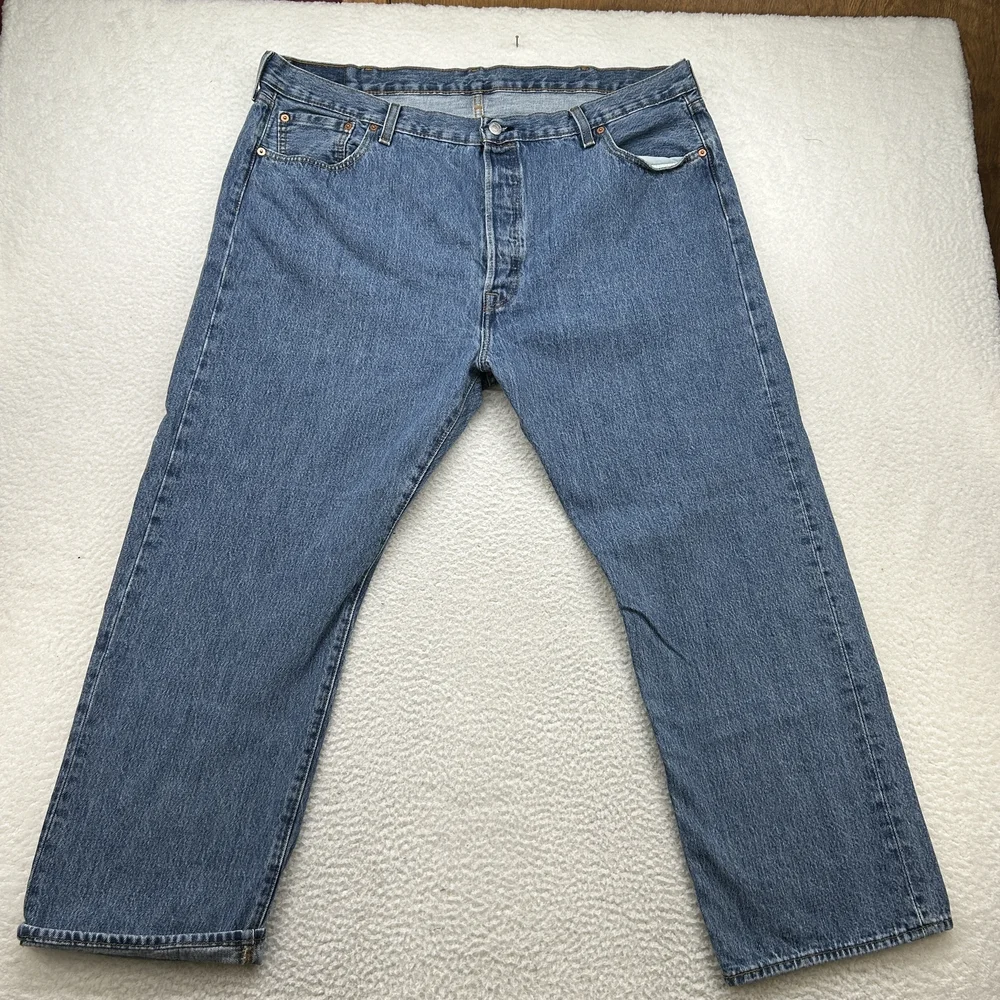 Levis 501 Jeans Mens 44x30 Blue Denim Straight Leg Button Fly Classic